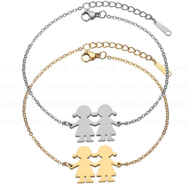 UZone Gold Silver Titanium Steel Family Bracelet Father Mother Son Boy Chain Bracelet Family Love Jewelry Mother Day Gift