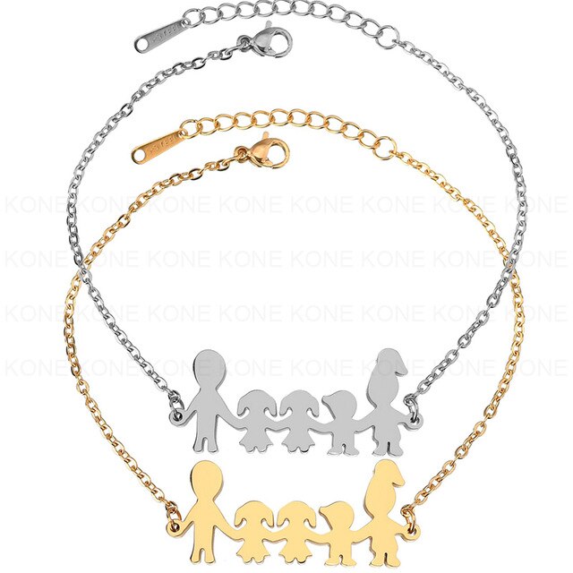UZone Gold Silver Titanium Steel Family Bracelet Father Mother Son Boy Chain Bracelet Family Love Jewelry Mother Day Gift