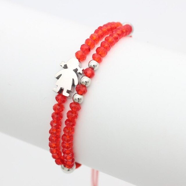 Cute Bear Charm Bracelets for Women Luxury Jewelry Stainless Steel Boy Little Girl Lucky Red Rope Braid Bracelet Mother Mom Gift