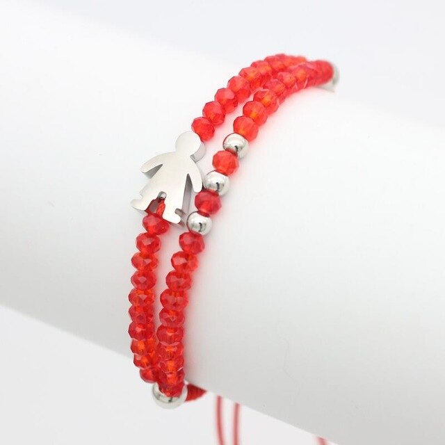 Cute Bear Charm Bracelets for Women Luxury Jewelry Stainless Steel Boy Little Girl Lucky Red Rope Braid Bracelet Mother Mom Gift