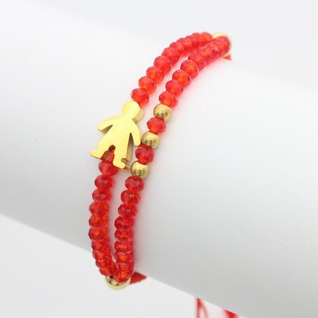 Cute Bear Charm Bracelets for Women Luxury Jewelry Stainless Steel Boy Little Girl Lucky Red Rope Braid Bracelet Mother Mom Gift