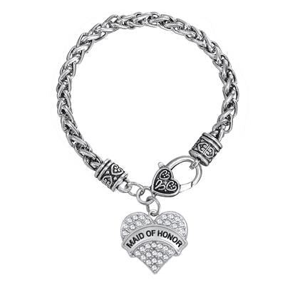 Fishhook Mother of the bride, Maid of honor crystal heart bracelet for wedding jewelry