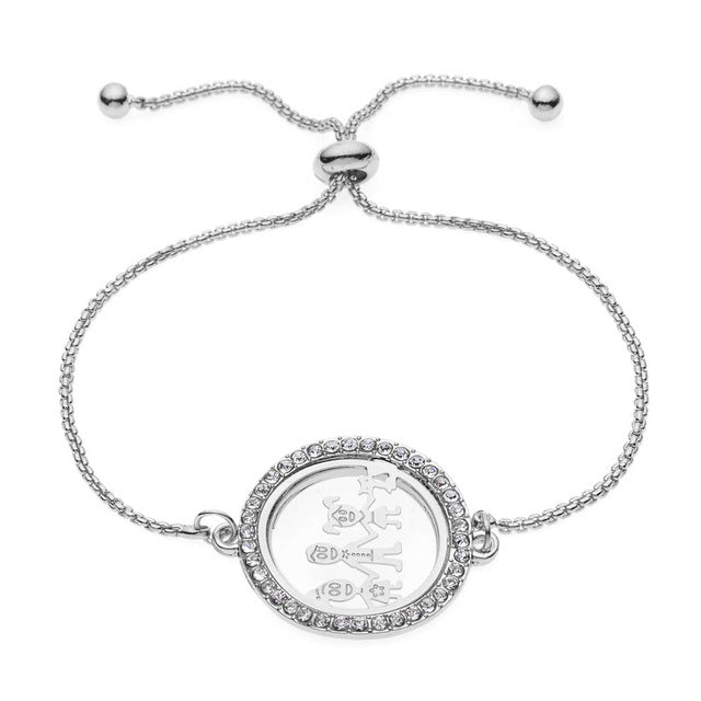 LUBINGSHINE Crystal Round Bracelets Women 3 Colors Simple Adjustable Bracelet Bangle Father Mother Boys Girls Bangles Jewelry