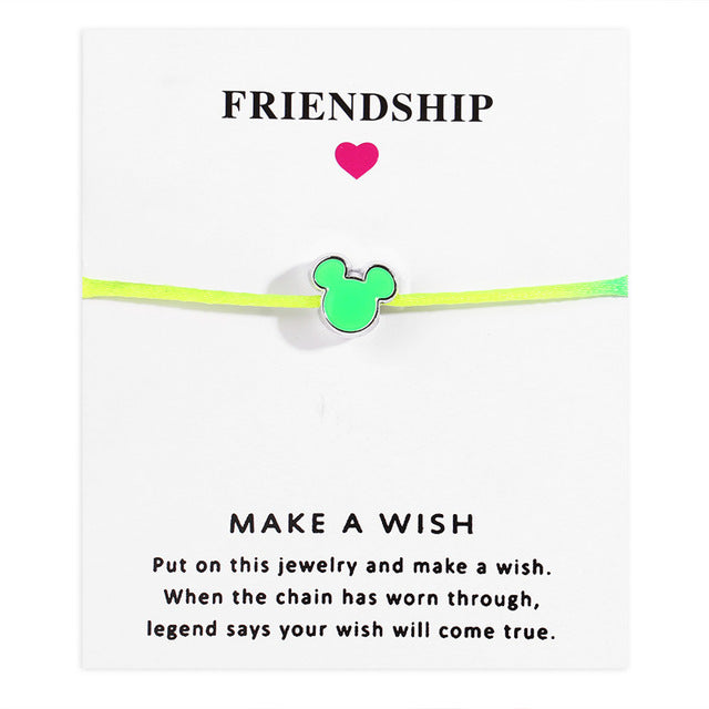 Lucky Rose Red Handmade Braided Rope  Wish Card Gift For Mother Girl Friend Women Jewelry