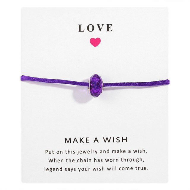 Lucky Rose Red Handmade Braided Rope  Wish Card Gift For Mother Girl Friend Women Jewelry