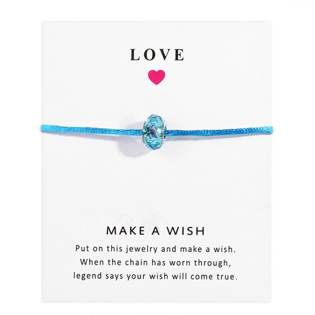 Lucky Rose Red Handmade Braided Rope  Wish Card Gift For Mother Girl Friend Women Jewelry