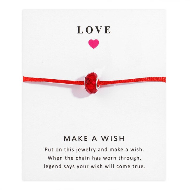 Lucky Rose Red Handmade Braided Rope  Wish Card Gift For Mother Girl Friend Women Jewelry