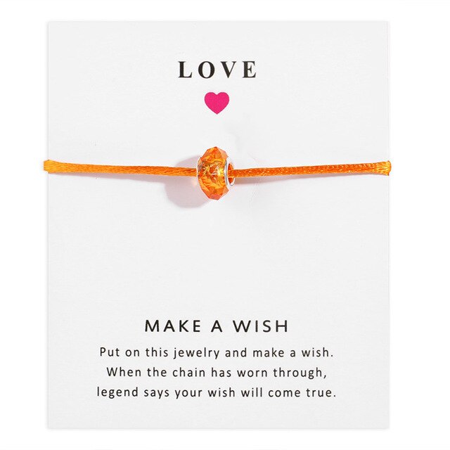 Lucky Rose Red Handmade Braided Rope  Wish Card Gift For Mother Girl Friend Women Jewelry