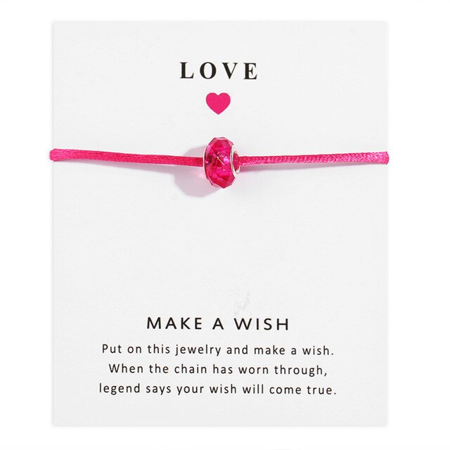 Lucky Rose Red Handmade Braided Rope  Wish Card Gift For Mother Girl Friend Women Jewelry