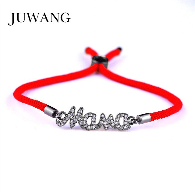 JUWANG Mother Mama Zircon Bracelet & Bangle Gold Color For Women Mom Boy Girls Charm Bracelet Adjustable New Year's Gift