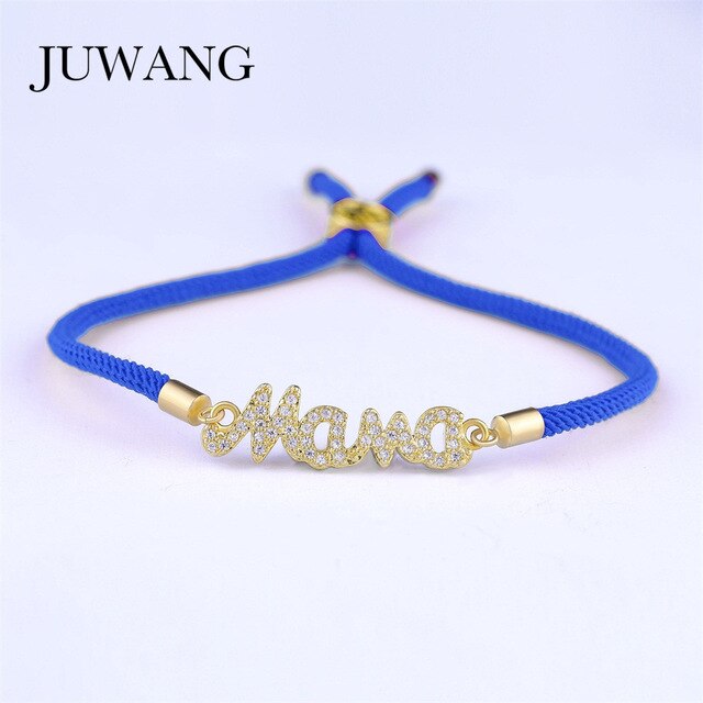 JUWANG Mother Mama Zircon Bracelet & Bangle Gold Color For Women Mom Boy Girls Charm Bracelet Adjustable New Year's Gift