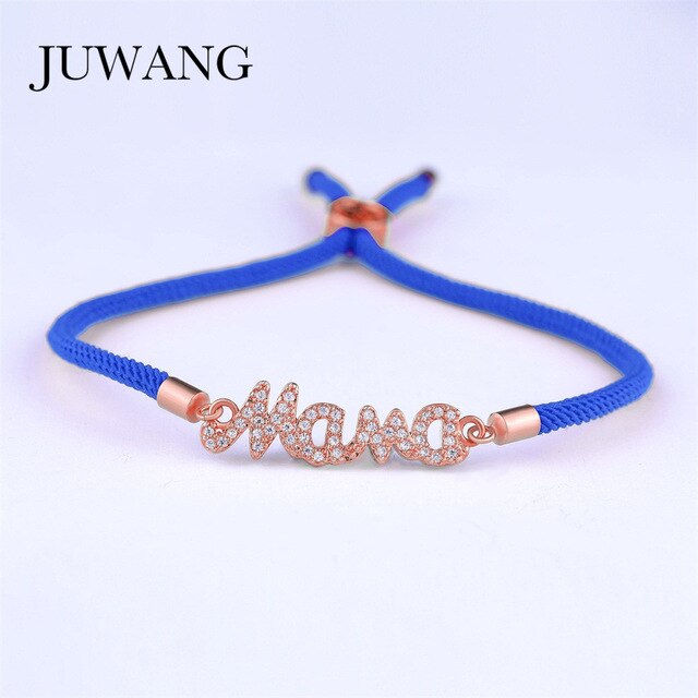 JUWANG Mother Mama Zircon Bracelet & Bangle Gold Color For Women Mom Boy Girls Charm Bracelet Adjustable New Year's Gift