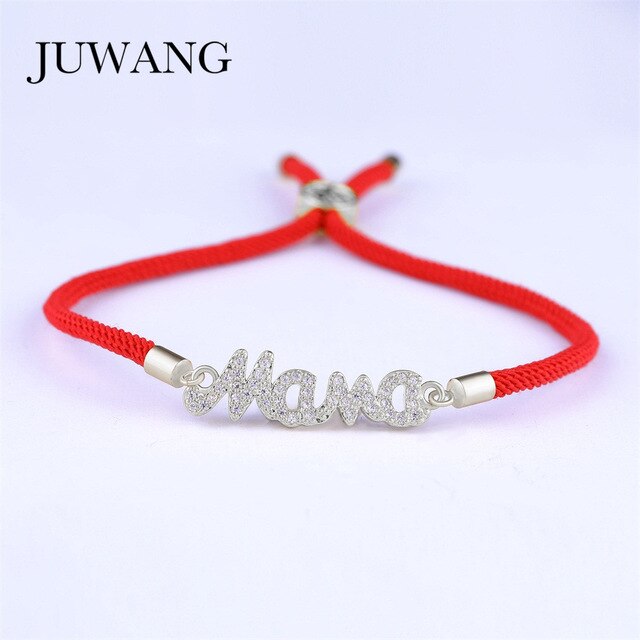 JUWANG Mother Mama Zircon Bracelet & Bangle Gold Color For Women Mom Boy Girls Charm Bracelet Adjustable New Year's Gift