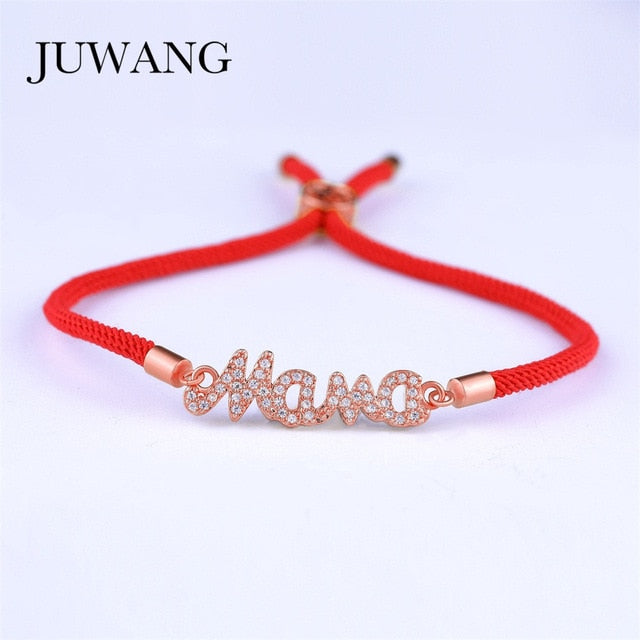 JUWANG Mother Mama Zircon Bracelet & Bangle Gold Color For Women Mom Boy Girls Charm Bracelet Adjustable New Year's Gift