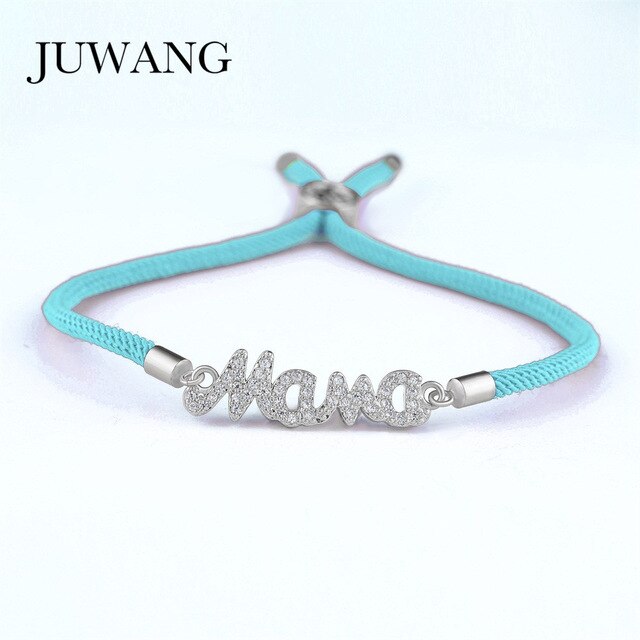 JUWANG Mother Mama Zircon Bracelet & Bangle Gold Color For Women Mom Boy Girls Charm Bracelet Adjustable New Year's Gift