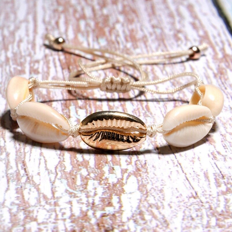1pc Shell Bracelet Femme Adjustable Boho Macrame Friendship Real Seashell Bracelet Mothers Day Jewelry Gift Gold/Silver Color