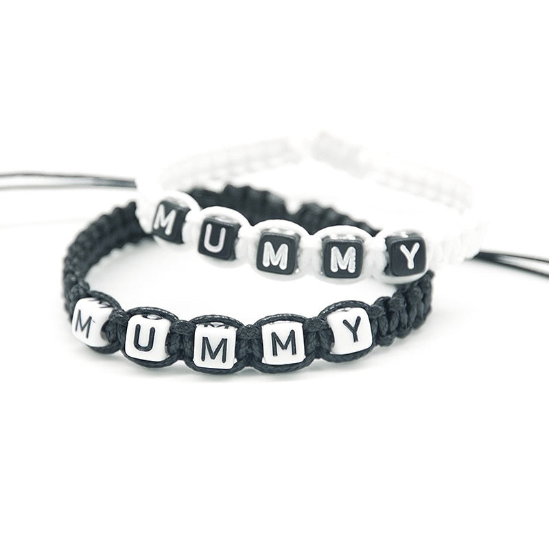1pcs Amiable MUMMY Bracelet Mother Infinity Wish Adjust Size Baby Shower New Mum Pregnancy Breastfeeding Beaded Jewelry Gifts