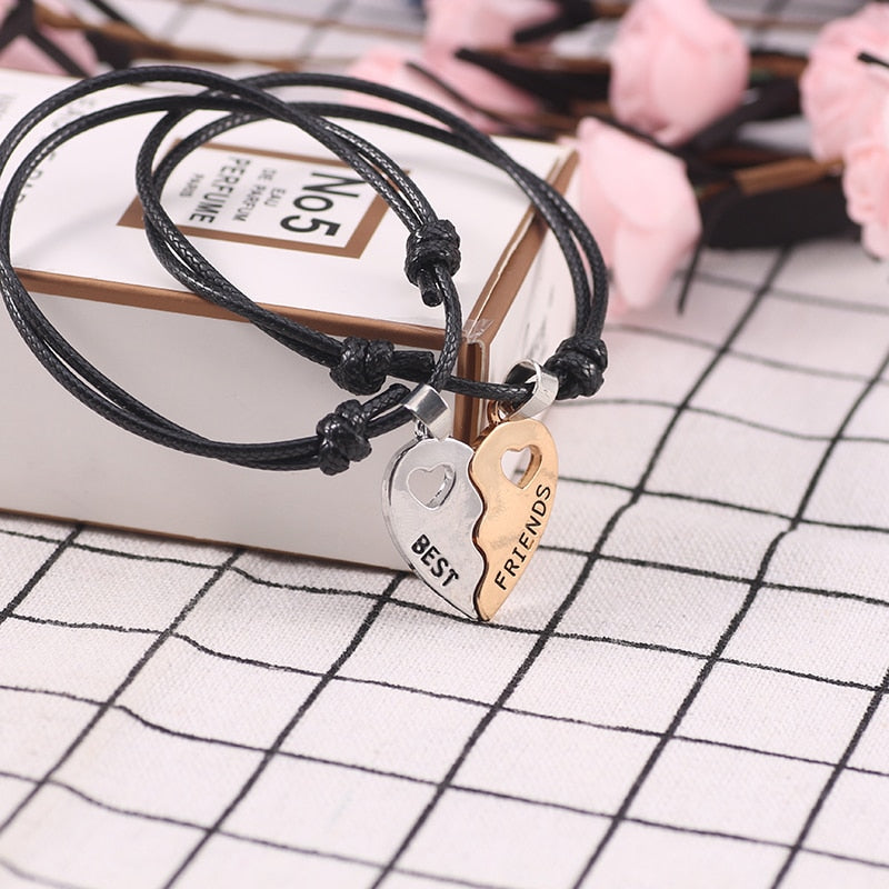 2019 New Charm 2 Pcs/Set Best Friends Bracelets For Women Girls Hollow Out Heart Shape Pendant Bangles Bff Forever Jewelry Gifts