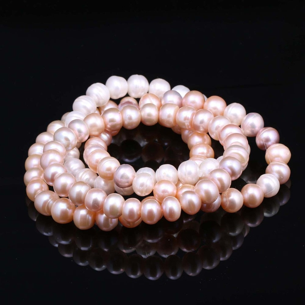 100% Natural Pearl Bracelet Charms Elastic Rope Real Pearl Bracelets for Girl Friend Pearl Size 8-9 mm