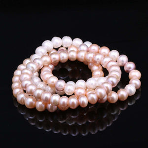 100% Natural Pearl Bracelet Charms Elastic Rope Real Pearl Bracelets for Girl Friend Pearl Size 8-9 mm