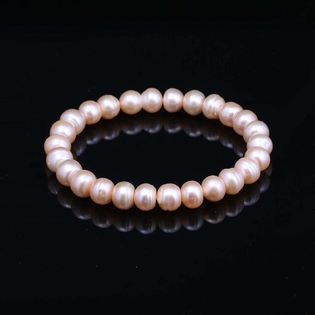 100% Natural Pearl Bracelet Charms Elastic Rope Real Pearl Bracelets for Girl Friend Pearl Size 8-9 mm