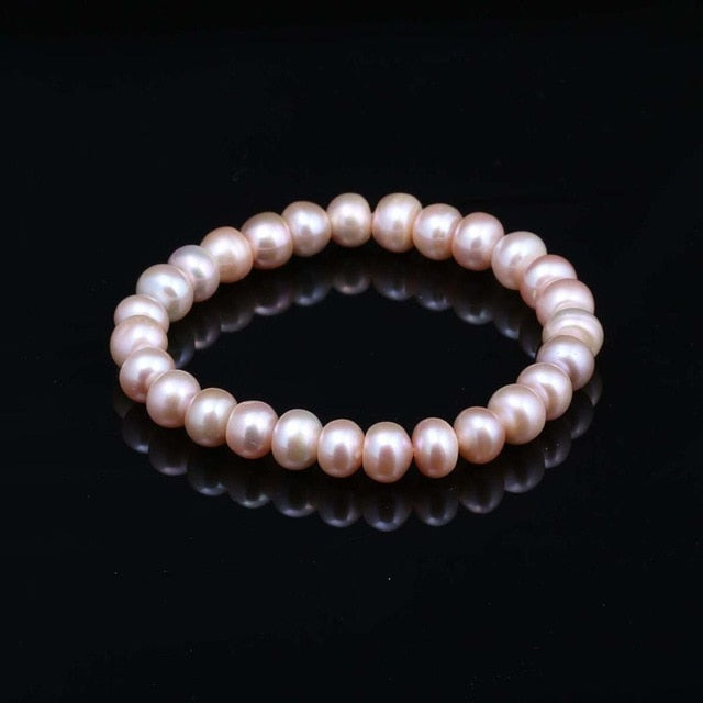 100% Natural Pearl Bracelet Charms Elastic Rope Real Pearl Bracelets for Girl Friend Pearl Size 8-9 mm