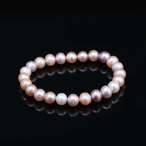 100% Natural Pearl Bracelet Charms Elastic Rope Real Pearl Bracelets for Girl Friend Pearl Size 8-9 mm