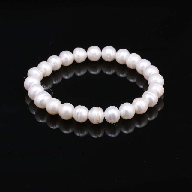 100% Natural Pearl Bracelet Charms Elastic Rope Real Pearl Bracelets for Girl Friend Pearl Size 8-9 mm