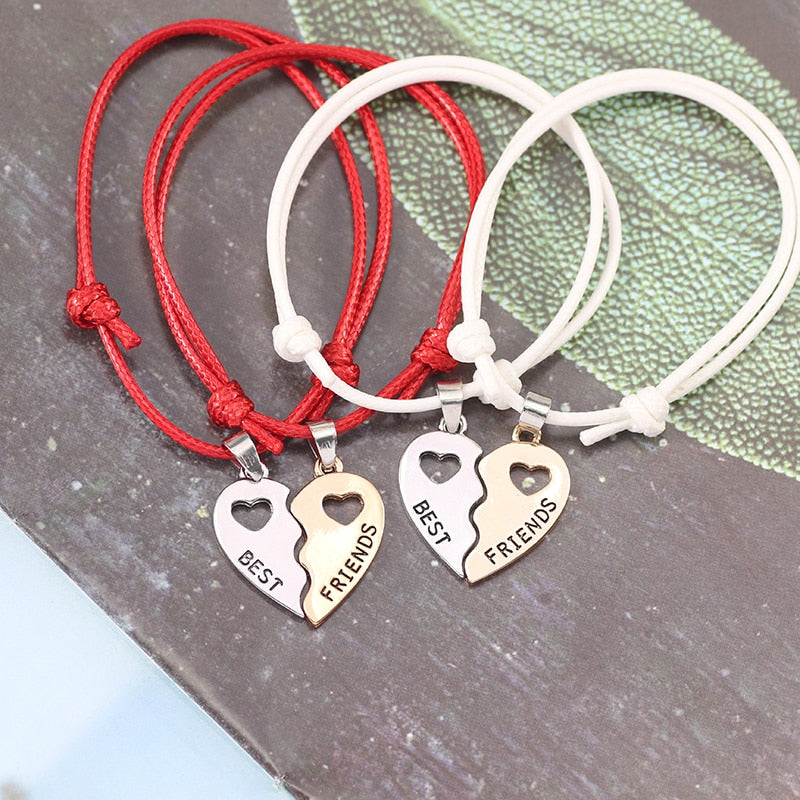 New Charm 2 Pcs/Set Best Friends Bracelets For Women Girls Hollow Out Heart Shape Pendant Bangles Bff Forever Jewelry Gifts 2019