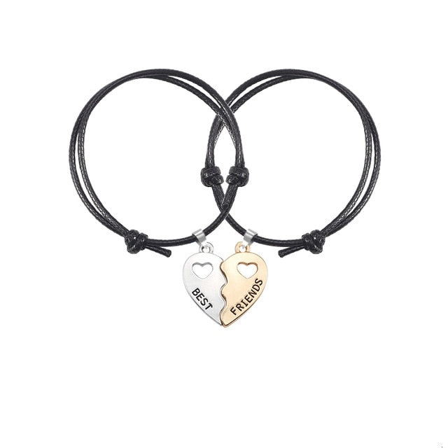 New Charm 2 Pcs/Set Best Friends Bracelets For Women Girls Hollow Out Heart Shape Pendant Bangles Bff Forever Jewelry Gifts 2019