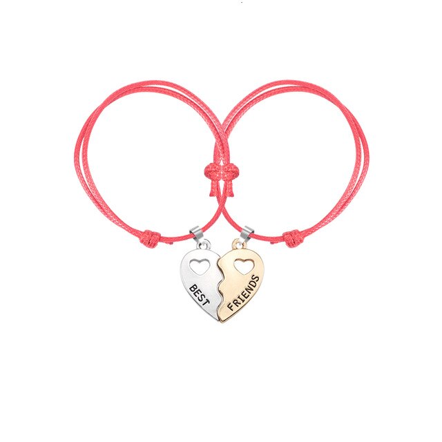 New Charm 2 Pcs/Set Best Friends Bracelets For Women Girls Hollow Out Heart Shape Pendant Bangles Bff Forever Jewelry Gifts 2019