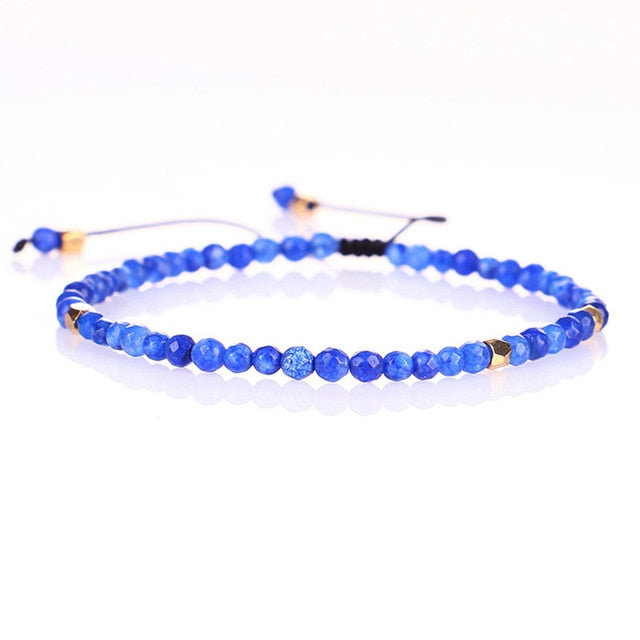 Charm Small Beads Bracelet & Bangle 3mm Natural Stone Handmade Beaded Bracelets for Women Girls Braided Adjustable Jewelry Gifts