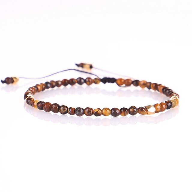 Charm Small Beads Bracelet & Bangle 3mm Natural Stone Handmade Beaded Bracelets for Women Girls Braided Adjustable Jewelry Gifts