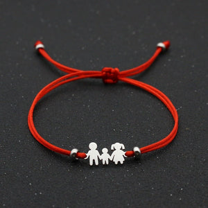 Cute Bear Lucky Red String Bracelet Braided Adjustable Stainless Steel Charm Bracelets for Family Dad Mom Son Jewelry Child Gift