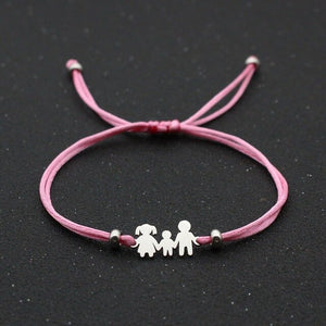 Cute Bear Lucky Red String Bracelet Braided Adjustable Stainless Steel Charm Bracelets for Family Dad Mom Son Jewelry Child Gift