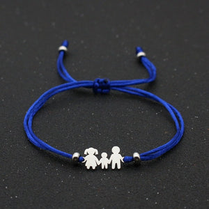 Cute Bear Lucky Red String Bracelet Braided Adjustable Stainless Steel Charm Bracelets for Family Dad Mom Son Jewelry Child Gift