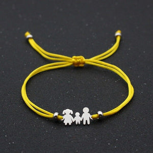 Cute Bear Lucky Red String Bracelet Braided Adjustable Stainless Steel Charm Bracelets for Family Dad Mom Son Jewelry Child Gift