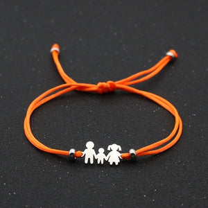 Cute Bear Lucky Red String Bracelet Braided Adjustable Stainless Steel Charm Bracelets for Family Dad Mom Son Jewelry Child Gift
