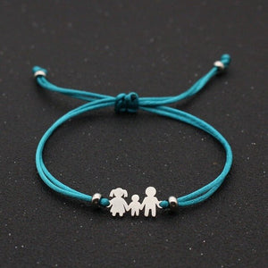 Cute Bear Lucky Red String Bracelet Braided Adjustable Stainless Steel Charm Bracelets for Family Dad Mom Son Jewelry Child Gift