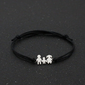Cute Bear Lucky Red String Bracelet Braided Adjustable Stainless Steel Charm Bracelets for Family Dad Mom Son Jewelry Child Gift