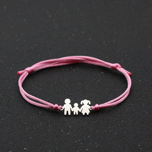 Cute Bear Lucky Red String Bracelet Braided Adjustable Stainless Steel Charm Bracelets for Family Dad Mom Son Jewelry Child Gift