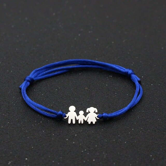 Cute Bear Lucky Red String Bracelet Braided Adjustable Stainless Steel Charm Bracelets for Family Dad Mom Son Jewelry Child Gift