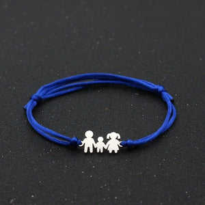 Cute Bear Lucky Red String Bracelet Braided Adjustable Stainless Steel Charm Bracelets for Family Dad Mom Son Jewelry Child Gift