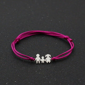 Cute Bear Lucky Red String Bracelet Braided Adjustable Stainless Steel Charm Bracelets for Family Dad Mom Son Jewelry Child Gift