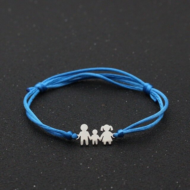 Cute Bear Lucky Red String Bracelet Braided Adjustable Stainless Steel Charm Bracelets for Family Dad Mom Son Jewelry Child Gift