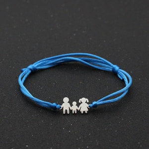 Cute Bear Lucky Red String Bracelet Braided Adjustable Stainless Steel Charm Bracelets for Family Dad Mom Son Jewelry Child Gift