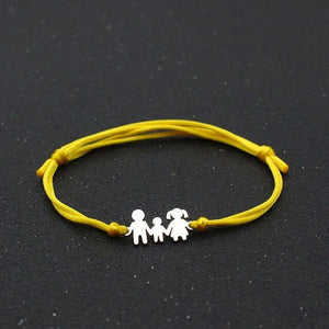 Cute Bear Lucky Red String Bracelet Braided Adjustable Stainless Steel Charm Bracelets for Family Dad Mom Son Jewelry Child Gift