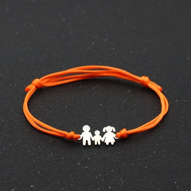 Cute Bear Lucky Red String Bracelet Braided Adjustable Stainless Steel Charm Bracelets for Family Dad Mom Son Jewelry Child Gift