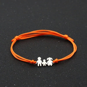 Cute Bear Lucky Red String Bracelet Braided Adjustable Stainless Steel Charm Bracelets for Family Dad Mom Son Jewelry Child Gift