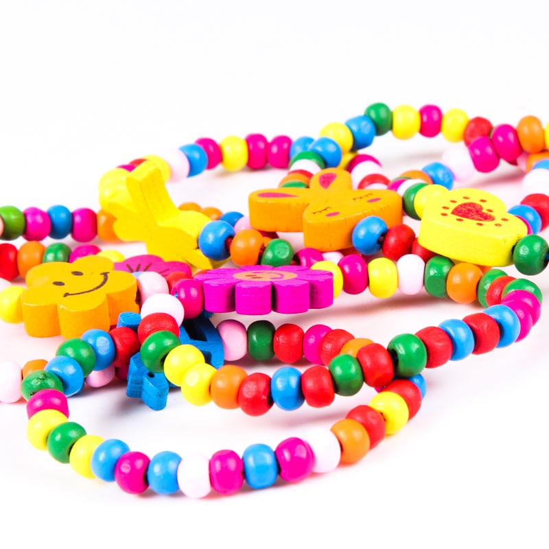 10pcs handmade color mixed bracelet bracelet wristband animal cartoon wooden beads toy children gift